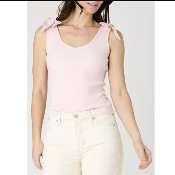 French Connection Shoulder Bow Tank Top - Chalk Pink - Small - Picture 3 of 9